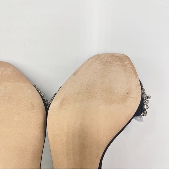 Badgley Mischka Size 6 Rider Black Satin Jeweled‎ Dress Sandals Heels Shoes - Picture 11 of 14